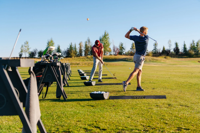 The Tributary practice range at golden hour