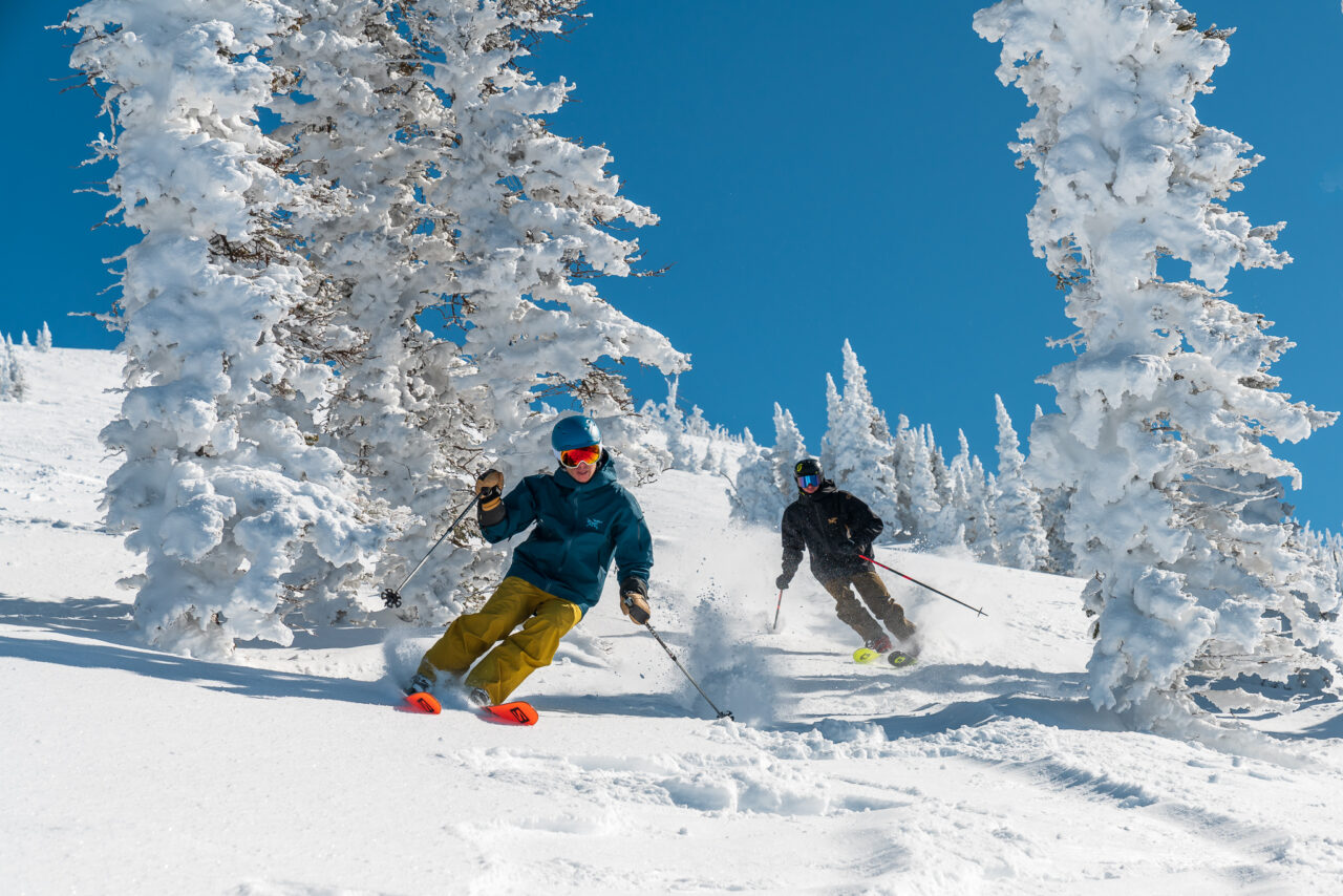 Skiing the deep powder of the Tetons near Tributary